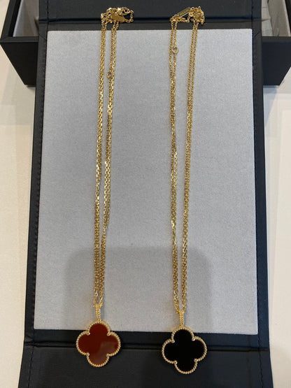 [Rani Jewelry]CLOVER 25MM NECKLACE GOLD CARNELIAN