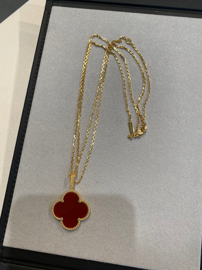 [Rani Jewelry]CLOVER 25MM NECKLACE GOLD CARNELIAN