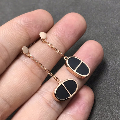 [Rani Jewelry]CHAINE VERSO BLACK CERAMIC SILVER EARRINGS