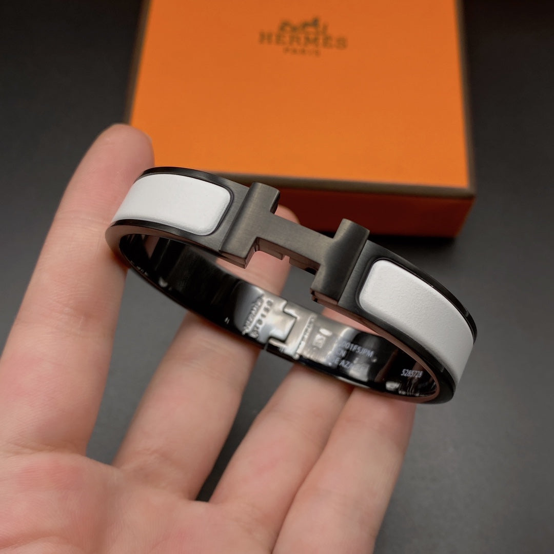 [Rani Jewelry]H BRACELET 12MM BLACK WHITE CERAMIC