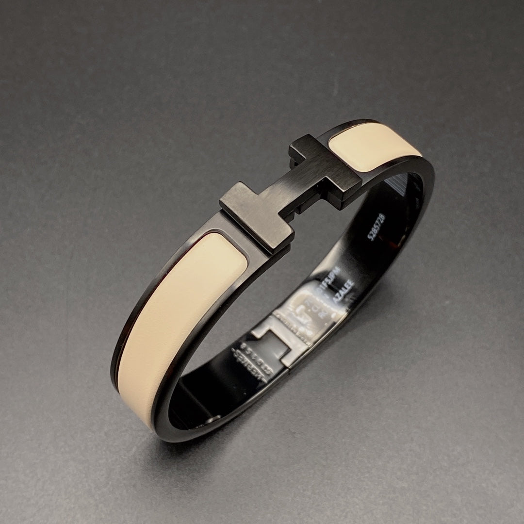 [Rani Jewelry]H BRACELET 12MM BLACK BEIGE CERAMIC