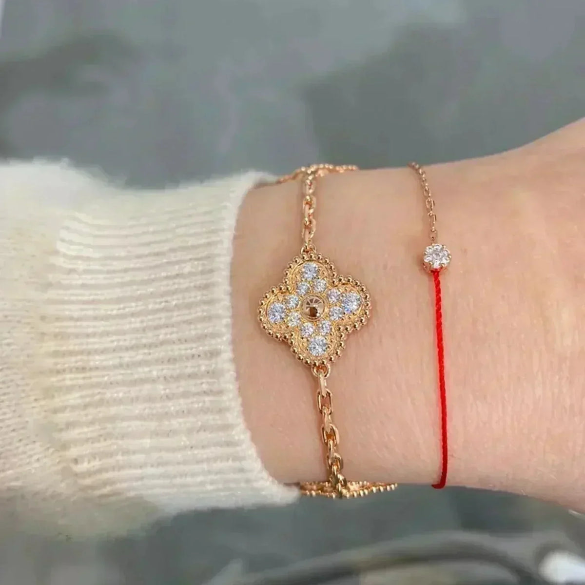 [Rani Jewelry] CLOVER 5 MOTIF FULL DIAMOND BRACELET COLLECTION