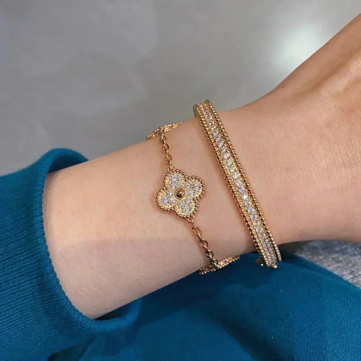 [Rani Jewelry] CLOVER 5 MOTIF FULL DIAMOND BRACELET COLLECTION