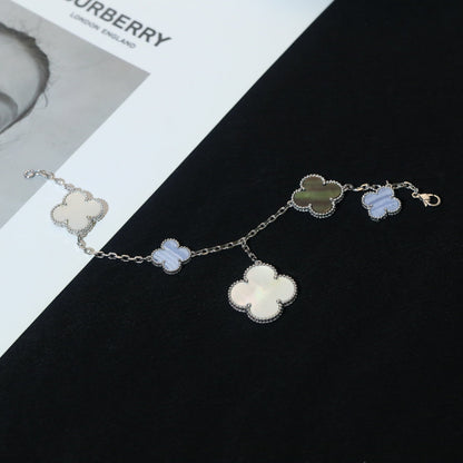 [Rani Jewelry]CLOVER BRACELET 5 MOTIFS MOP CHALCEDONY SILVER