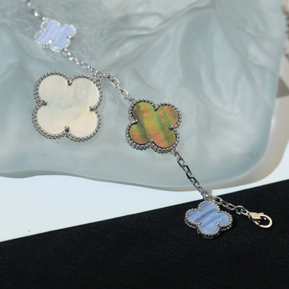 [Rani Jewelry]CLOVER BRACELET 5 MOTIFS MOP CHALCEDONY SILVER
