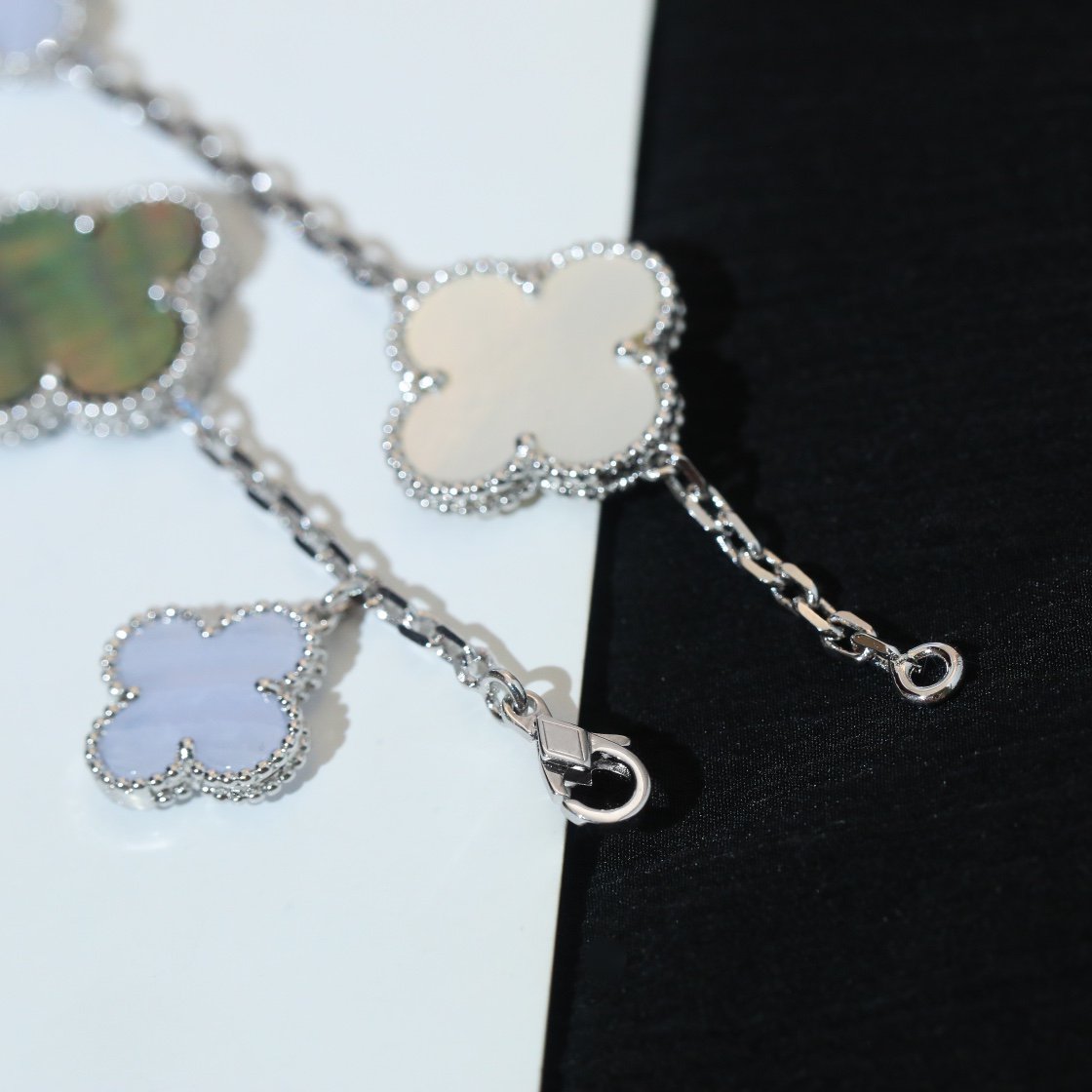 [Rani Jewelry]CLOVER BRACELET 5 MOTIFS MOP CHALCEDONY SILVER