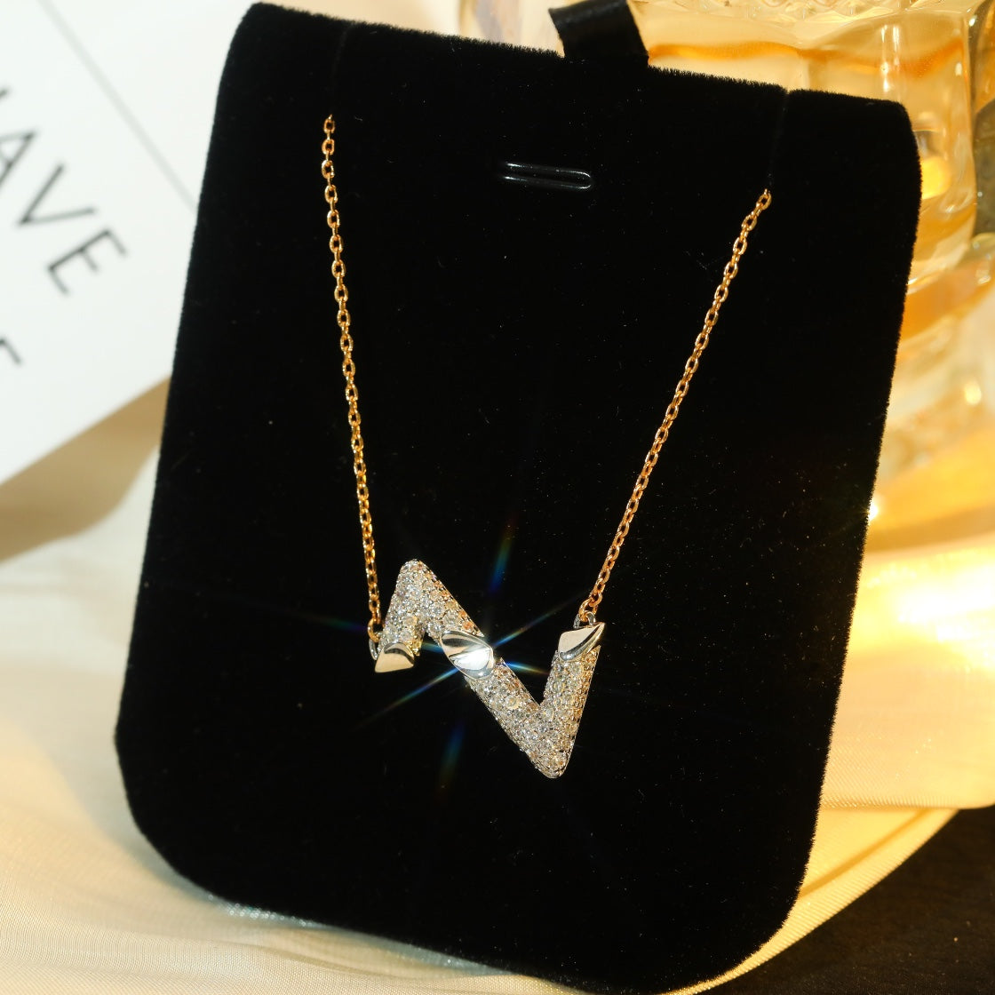 [Rani Jewelry]VOLT SILVER DIAMOND PEDANT NECKLACE