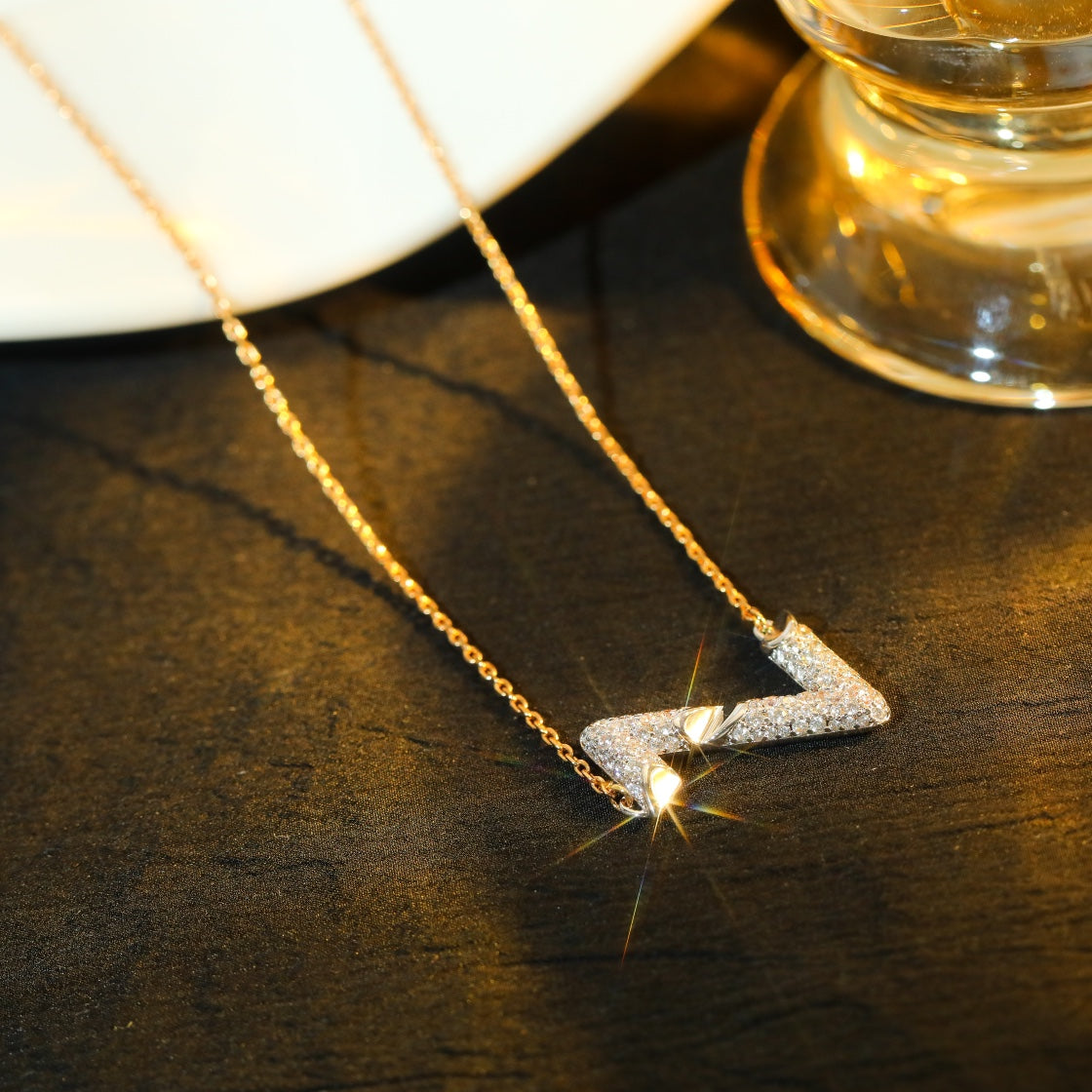 [Rani Jewelry]VOLT SILVER DIAMOND PEDANT NECKLACE