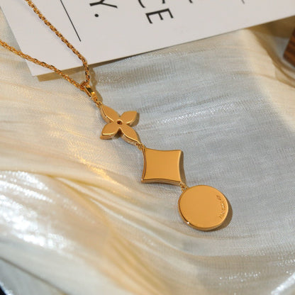 [Rani Jewelry]STAR AND SUN DIAMOND PINK GOLD NECKLACE