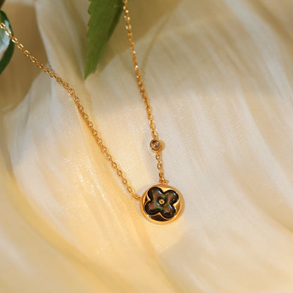 [Rani Jewelry]SUN PEDANT PINK GOLD 1 DIAMOND NECKLACE