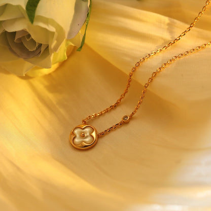 [Rani Jewelry]SUN PEDANT PINK GOLD 1 DIAMOND NECKLACE