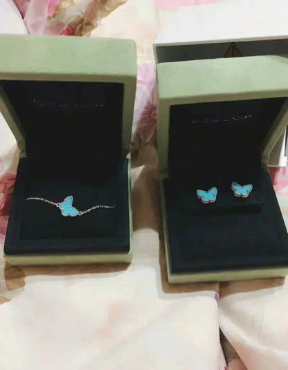 [Rani Jewelry]BUTTERFLY TURQUOISE EARRINGS SILVER