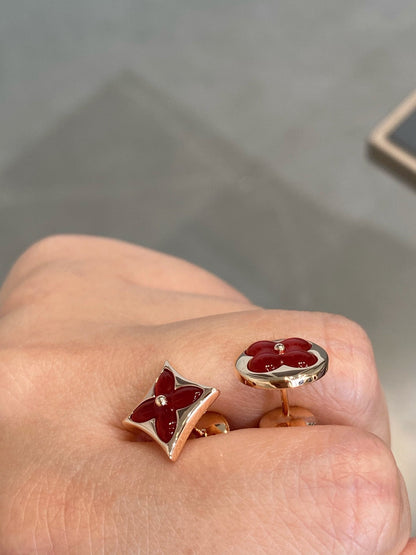 [Rani Jewelry]STAR AND SUN PINK GOLD CARNELIAN STUD EARRINGS