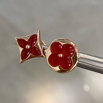 [Rani Jewelry]STAR AND SUN PINK GOLD CARNELIAN STUD EARRINGS