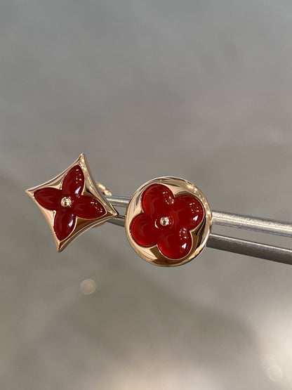 [Rani Jewelry]STAR AND SUN PINK GOLD CARNELIAN STUD EARRINGS
