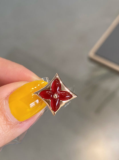 [Rani Jewelry]STAR AND SUN PINK GOLD CARNELIAN STUD EARRINGS