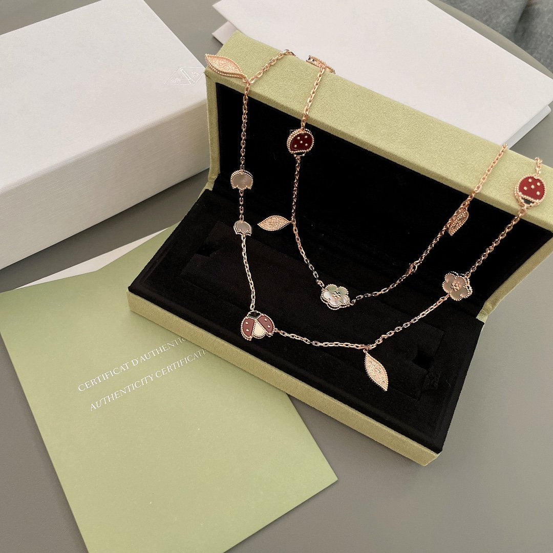 [Rani Jewelry]LUCKY SPRING 15 MOTIFS ROSE GOLD NECKLACE