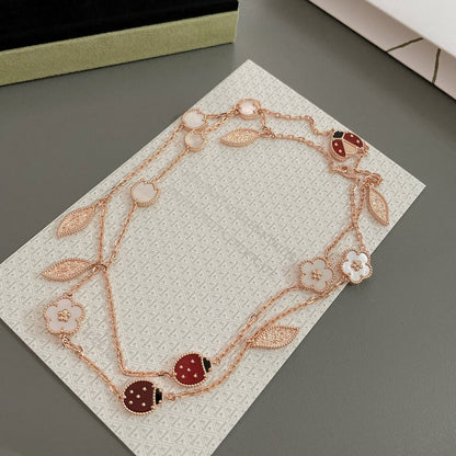 [Rani Jewelry]LUCKY SPRING 15 MOTIFS ROSE GOLD NECKLACE