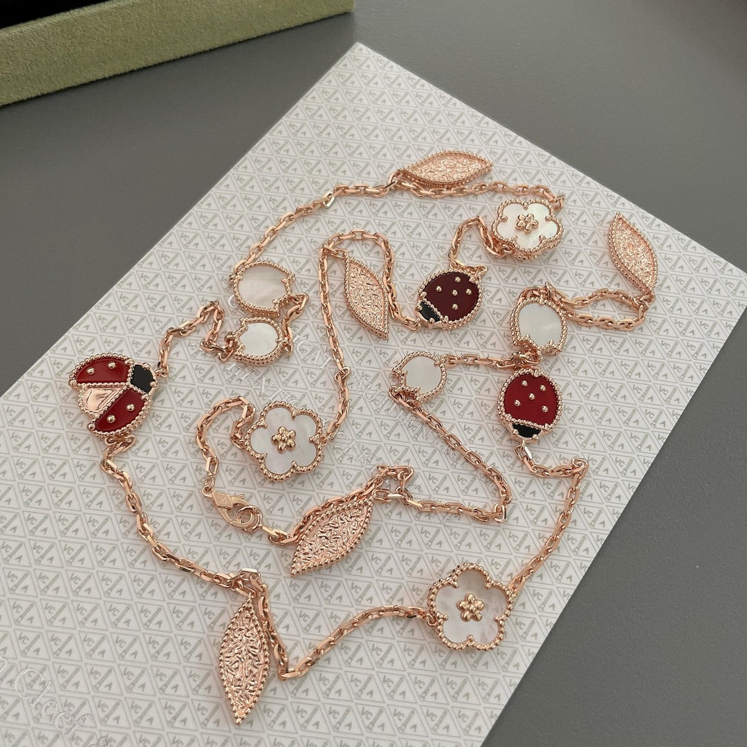 [Rani Jewelry]LUCKY SPRING 15 MOTIFS ROSE GOLD NECKLACE