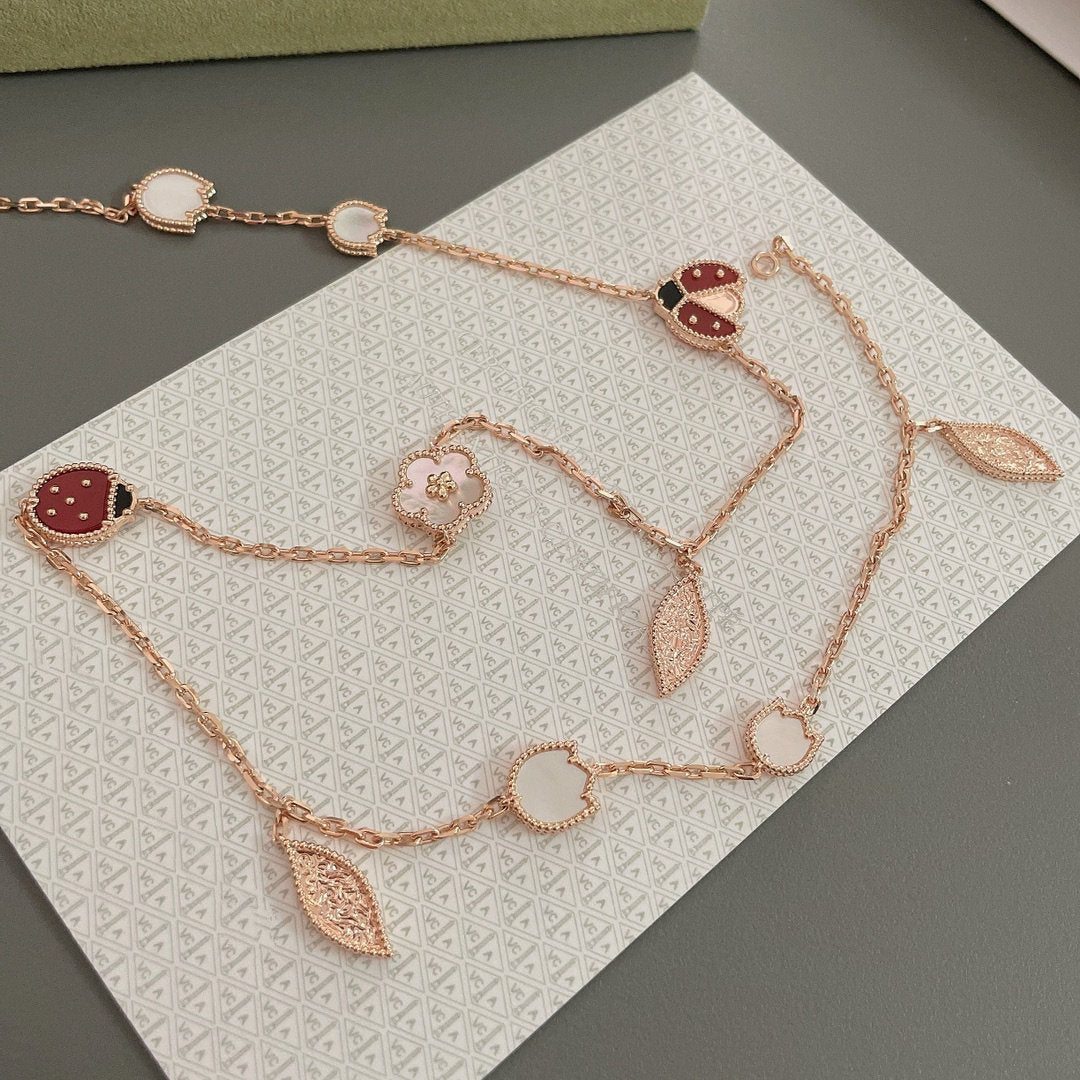 [Rani Jewelry]LUCKY SPRING 15 MOTIFS ROSE GOLD NECKLACE