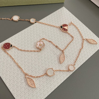 [Rani Jewelry]LUCKY SPRING 15 MOTIFS ROSE GOLD NECKLACE