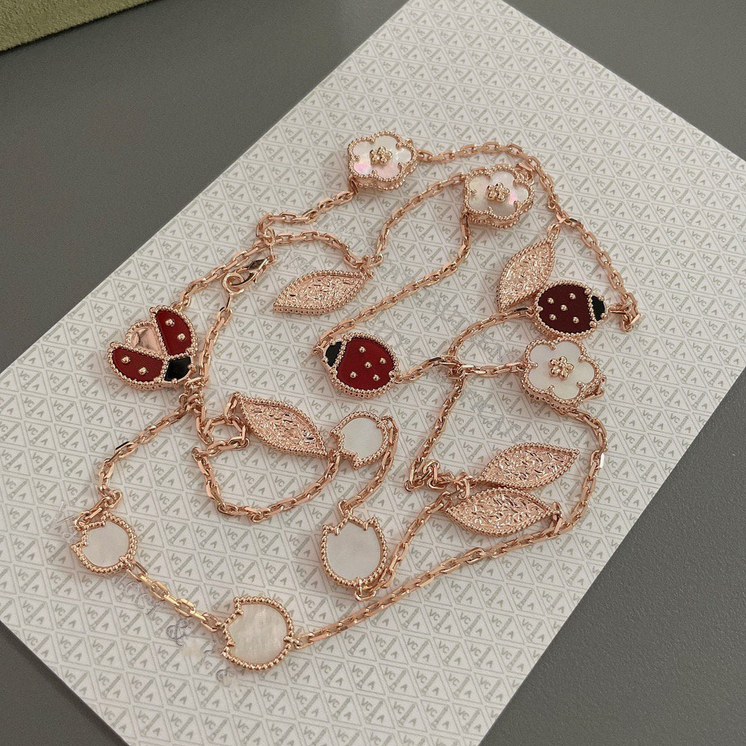 [Rani Jewelry]LUCKY SPRING 15 MOTIFS ROSE GOLD NECKLACE
