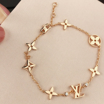 [Rani Jewelry]STAR AND SUN 7 MOTIFS GOLD BRACELET