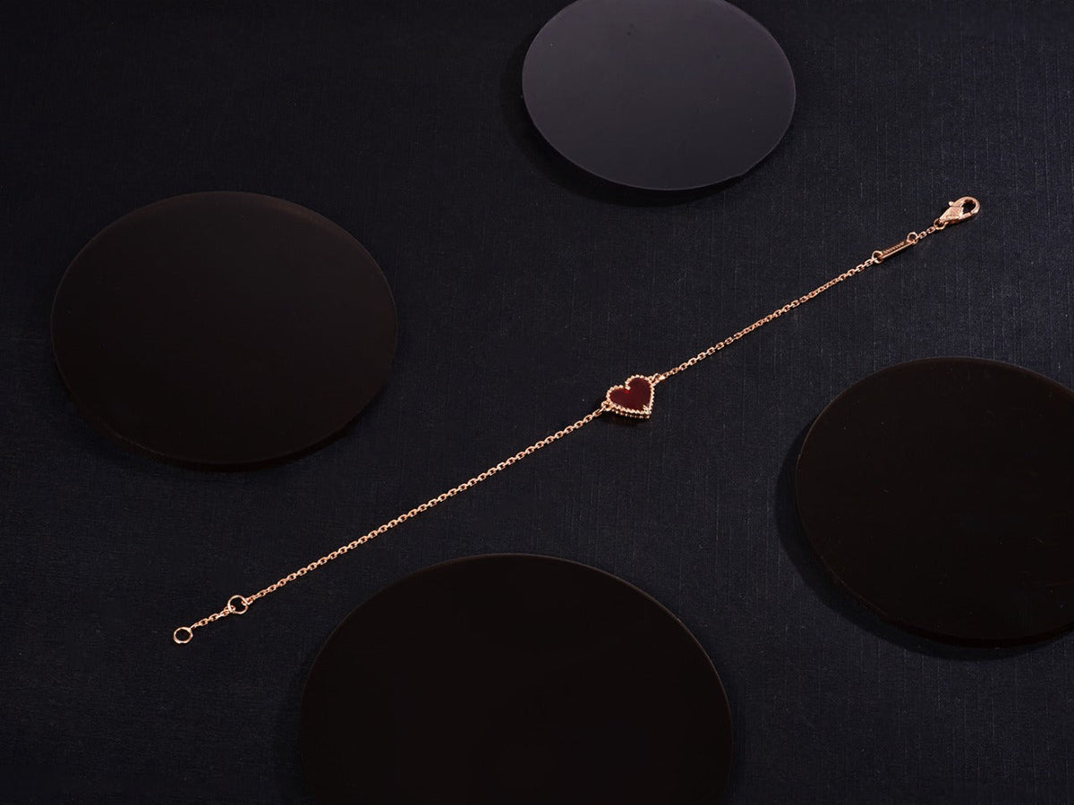 [Rani Jewelry]HEART CARNELIAN PINK GOLD BRACELET