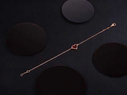 [Rani Jewelry]HEART CARNELIAN PINK GOLD BRACELET