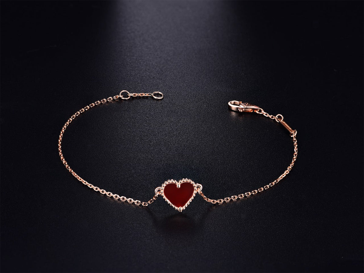 [Rani Jewelry]HEART CARNELIAN PINK GOLD BRACELET