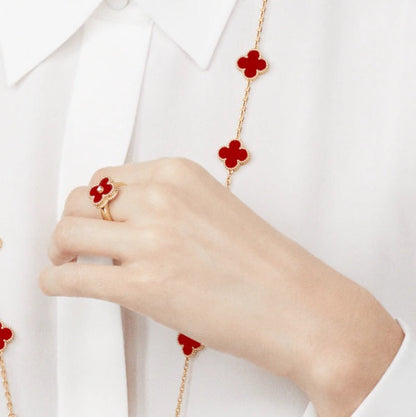 [Rani Jewelry]CLOVER CARNELIAN RING ROSE GOLD DIAMOND