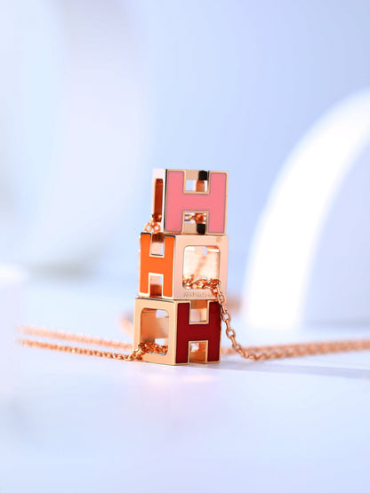 [Rani Jewelry]H CAGE PINK GOLD NECKLACE