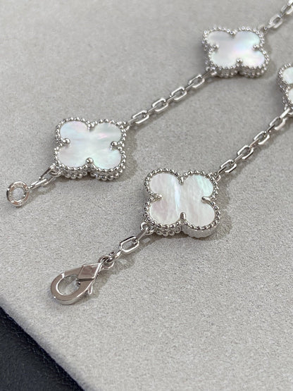 [Rani Jewelry]CLOVER WHITE PEARL MOP 5 MOTIF BRACELET COLLECTION