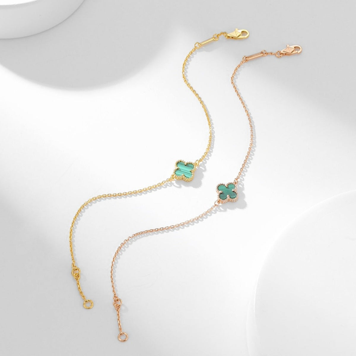 [Rani Jewelry]CLOVER BRACELET MALACHITE 1 MOTIF