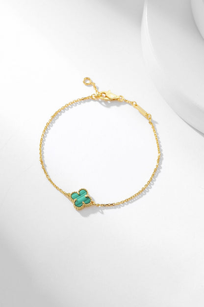 [Rani Jewelry]CLOVER BRACELET MALACHITE 1 MOTIF
