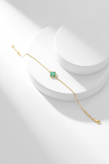 [Rani Jewelry]CLOVER BRACELET MALACHITE 1 MOTIF