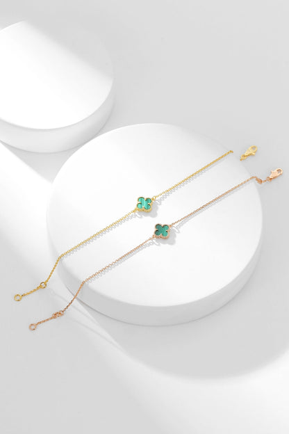 [Rani Jewelry]CLOVER BRACELET MALACHITE 1 MOTIF