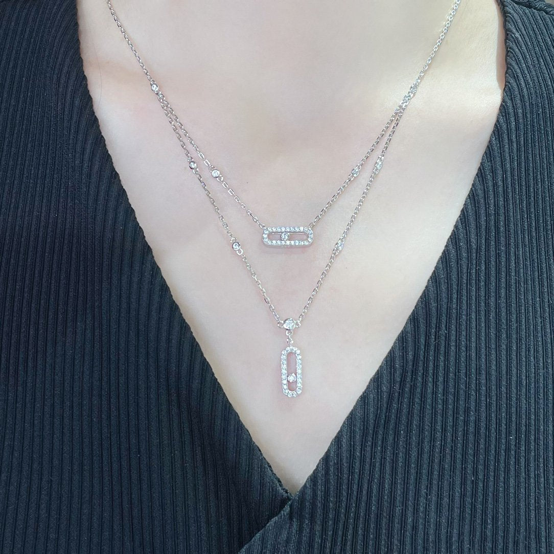 [Rani Jewelry]MOVE 2 ROW DIAMOND NECKLACE