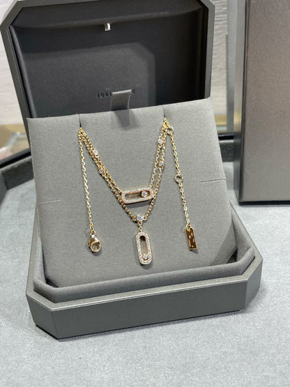 [Rani Jewelry]MOVE 2 ROW DIAMOND NECKLACE
