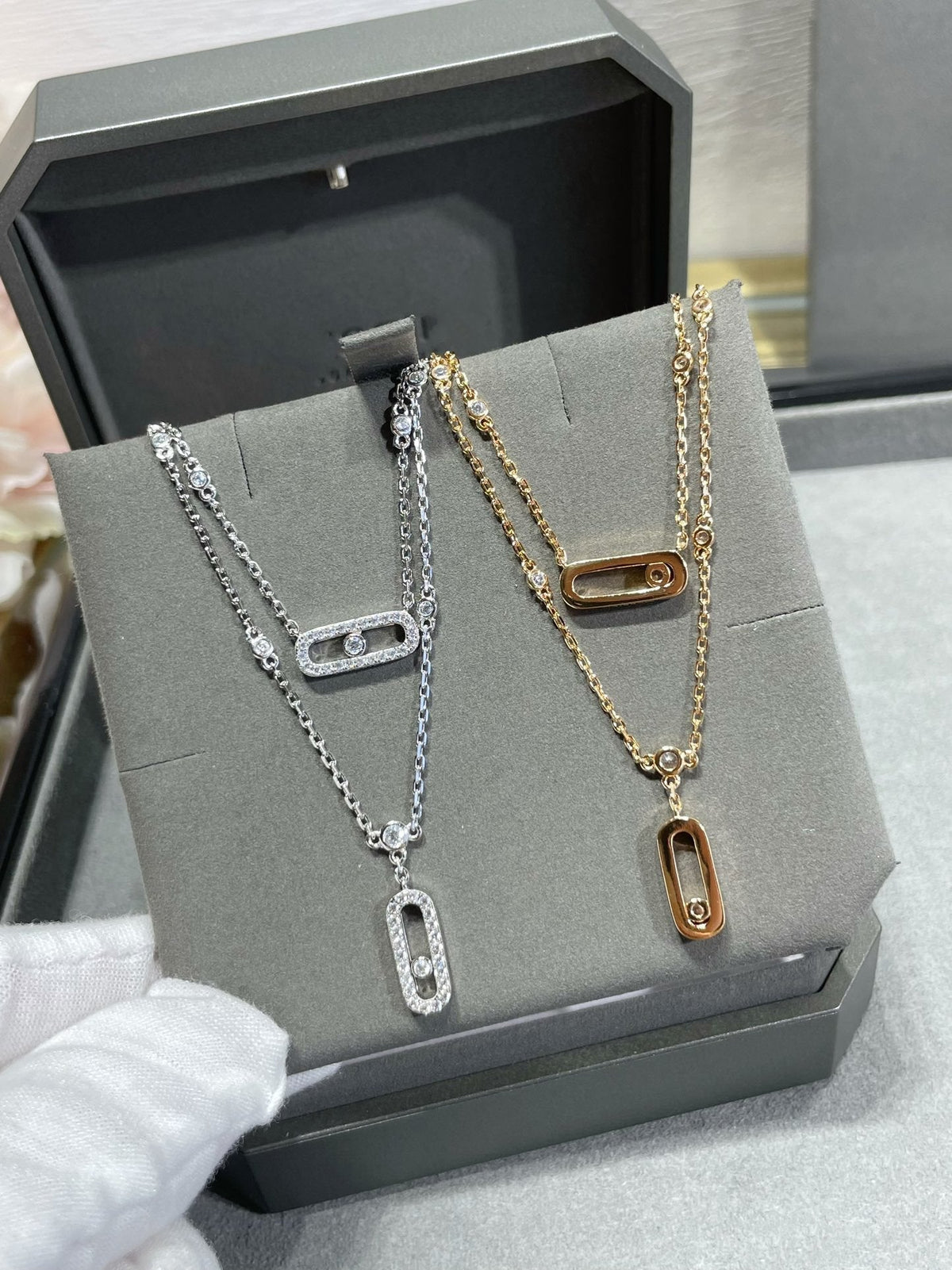 [Rani Jewelry]MOVE 2 ROW DIAMOND NECKLACE