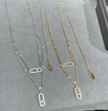 [Rani Jewelry]MOVE 2 ROW DIAMOND NECKLACE
