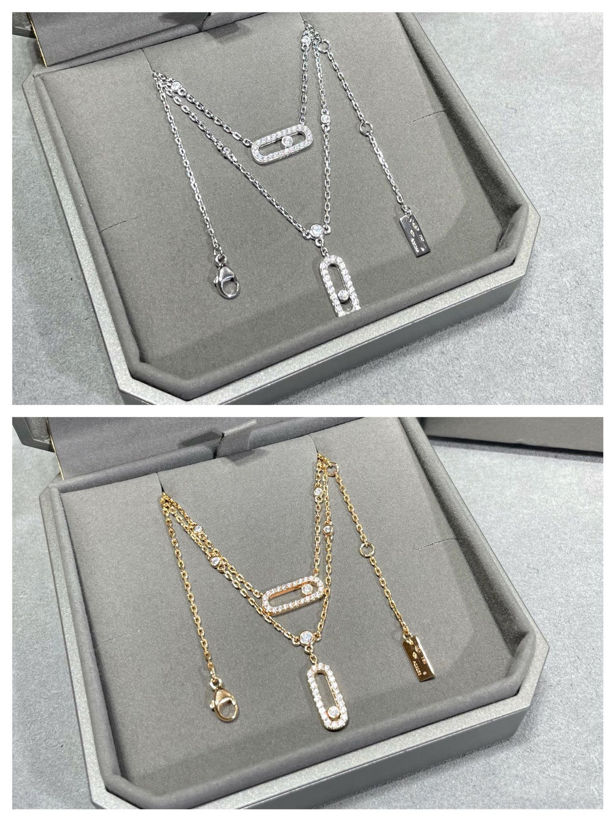 [Rani Jewelry]MOVE 2 ROW DIAMOND NECKLACE