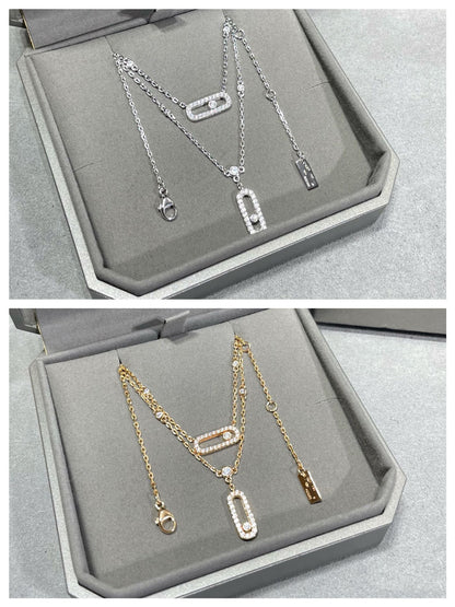 [Rani Jewelry]MOVE 2 ROW DIAMOND NECKLACE