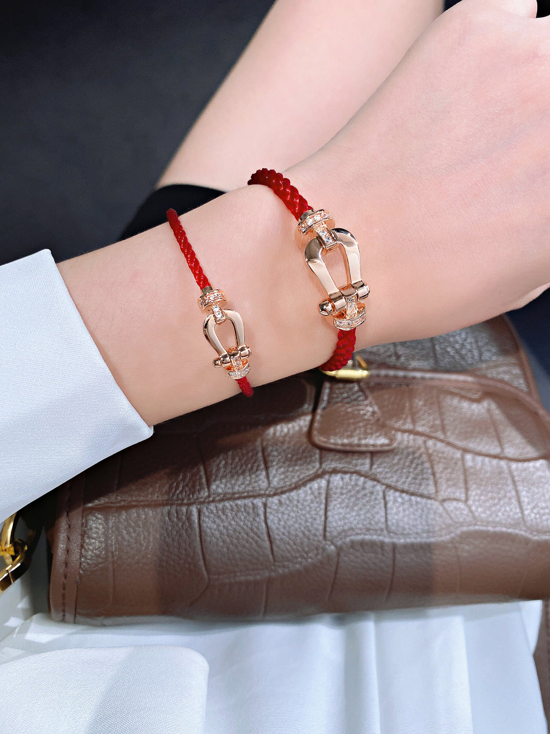 [Rani Jewelry]FORCE 10 HALF DIAMOND PINK GOLD RED CORDERI LARGE AND MEDIUM MODEL