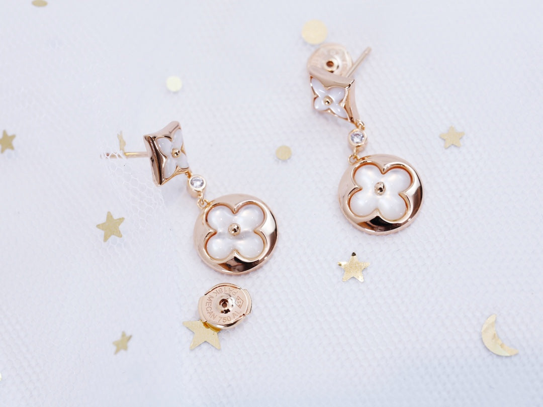 [Rani Jewelry]STAR AND SUN PINK GOLD MOP DROP EARRINGS