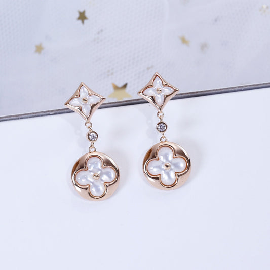 [Rani Jewelry]STAR AND SUN PINK GOLD MOP DROP EARRINGS