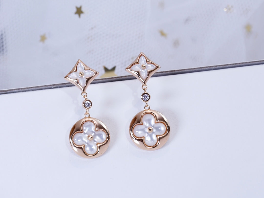 [Rani Jewelry]STAR AND SUN PINK GOLD MOP DROP EARRINGS
