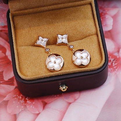 [Rani Jewelry]STAR AND SUN PINK GOLD MOP DROP EARRINGS