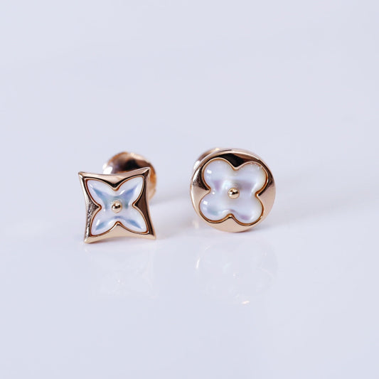[Rani Jewelry]STAR AND SUN PINK GOLD MOP STUD EARRINGS