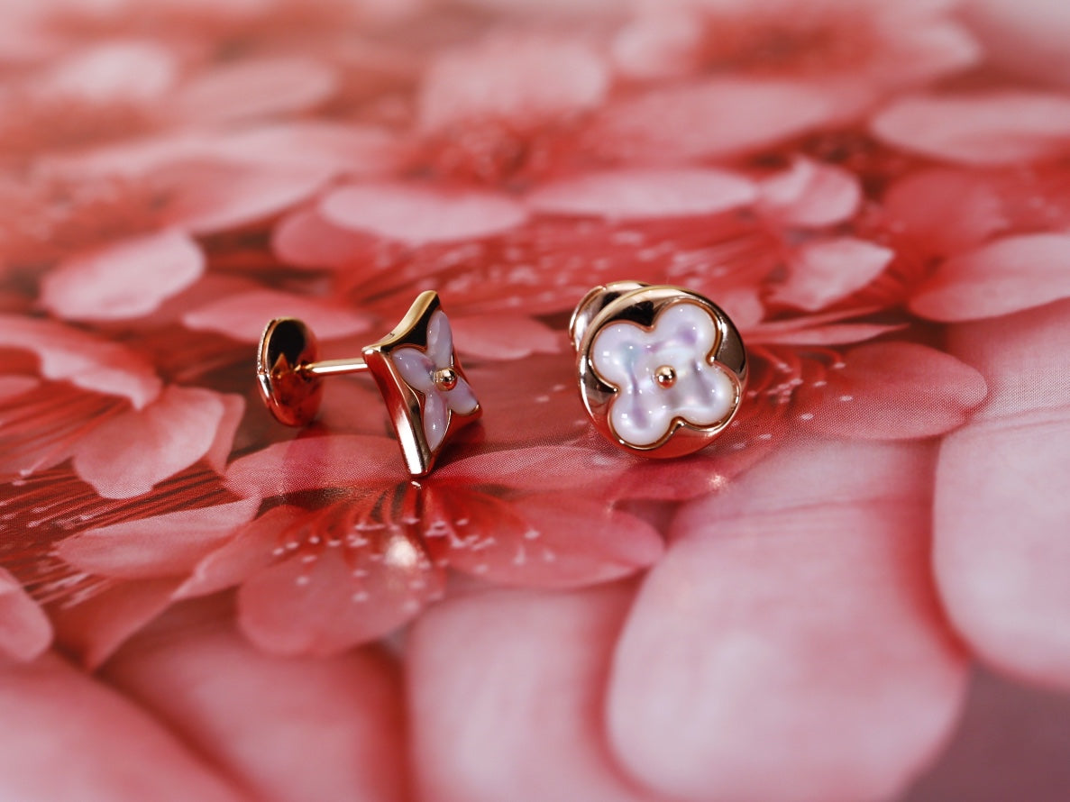 [Rani Jewelry]STAR AND SUN PINK GOLD MOP STUD EARRINGS